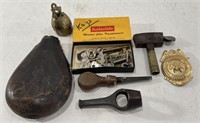 Vintage Keys, Bell, & Leather Powder Flask