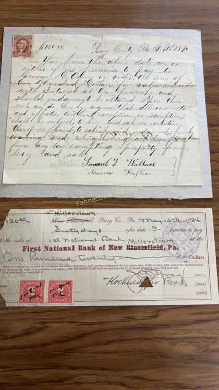1870 & 1924 Perry County Promissory Notes