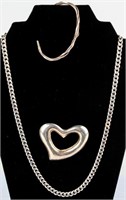 Jewelry Sterling Silver Necklace Brooch & Bracelet