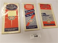 Trio of Vintage Late 30's Esso Road Maps