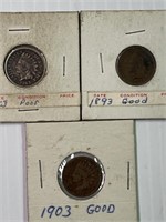 1863, 1893,1903 Indian Cents