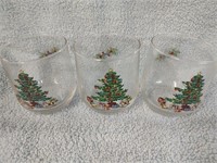 Lot of 3 Matching Christmas Glasses