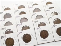 (20) Indian Head Pennies  (1897 - 1908)