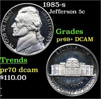 Proof 1985-s Jefferson Nickel 5c Grades GEM++ Proo