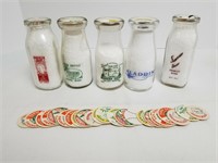 5 Vintage Nevada Half Pint Milk Bottles