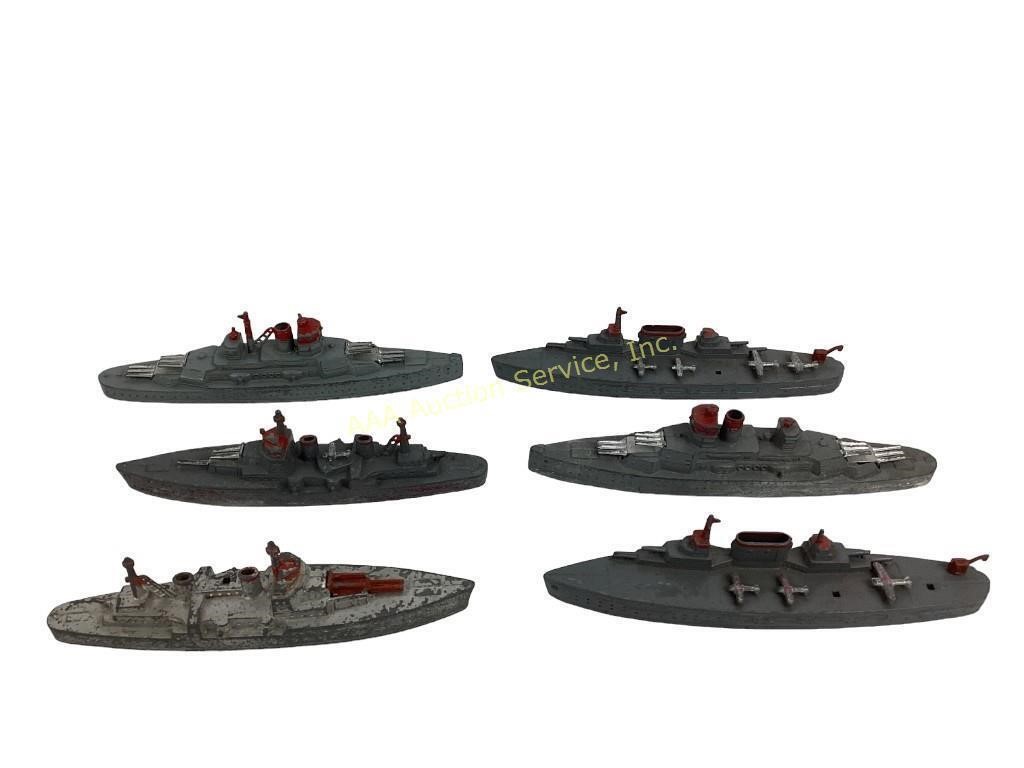 (6) metal Tootsietoy battle ships