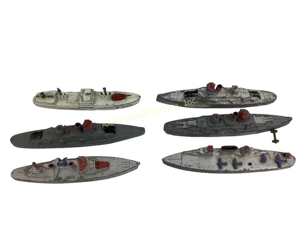 (6) metal Tootsietoy battle ships