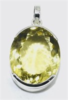 925 Sterling Silver 18.15 ct Lemon Quartz Pendant