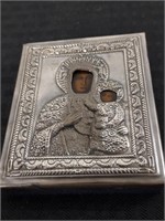 Sterling silver religious icon madonna virgin Mary