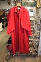 Casual Corner Wool Red Coat w/ Reversible Wrap