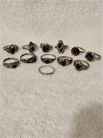 Lot of 12 Silver Tone Rings