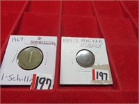 1967 1 Shilling & 1901  2 Magyar Kiraly