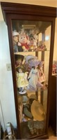 Curio Cabinet w/ Variety of Dolls