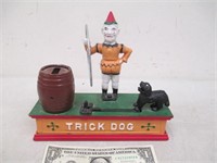 Cast Iron Trick Dog Mechanical Clown Bank -