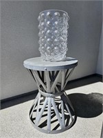Metal End Table & Vase