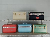 Lot Of 5 Vintage Cosmetic Travel Cases / Luggage