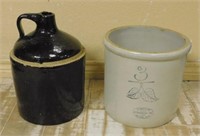 Union Stoneware Crock #3 and Pottery Jug.