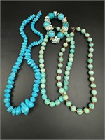 Blue/green stones necklaces lot