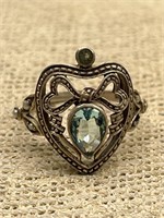 Sterling Silver w/ Blue Topaz Ring, Sz 5.75, 2.56g