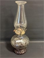 Vtg. Honeycomb Glass Hurricane oil lamp 16"h