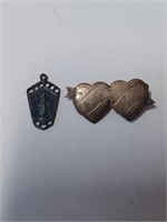 Marked Sterling Brooch and Religious Pendant- 4.4g