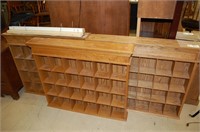 (3) Oak Cubbie Style Shelves