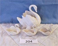 Small Lot of White Bisque Lenox Swans