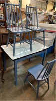 Porcelain Blue & White Top Table with 3 Chairs