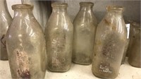 4 vintage milk bottles 1 quart