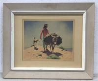 Framed Native American Painting 25" x 21”