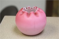 Peach Bloom Pink Satin Glass Bowl