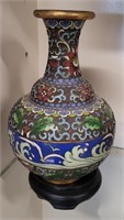 Antique Chinese Cloisonne Vase 8 Inches Tall