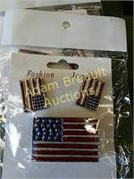 (6) American flag brooch and earring set, new