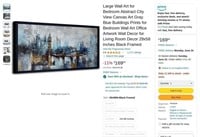 B6389  Abstract City View Canvas Art 29x58IN-Blac