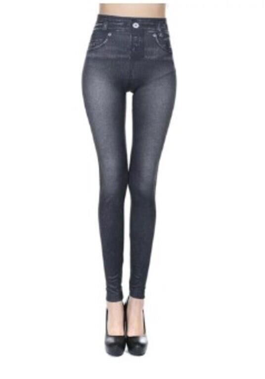 2XL 2Women's Denim Print Fake Jeans Look Like Legg