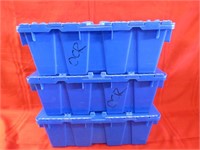 (3)Blue totes w/lids.