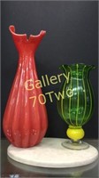 Pair of large art glass vases tallest is