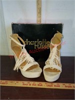 Charlotte Russe size 7 nude colored suede wedge