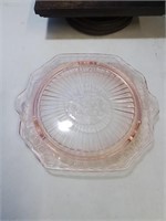 Pink depression glass raised footed 8 inch