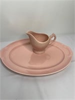 Pink Lu-Ray Pastels Platter & Vernon Kilns Creamer
