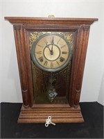 Antique Empire Mantel Clock w/ Key, Tested & Works