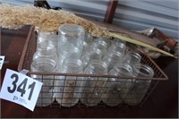 Metal Basket with Assorted Mason Jars (U236)