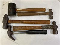 ASSORTED HAMMERS, MALLETS & MINI SLEDGEHAMMERS