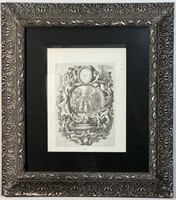 Framed Antique French Figural Bookplate