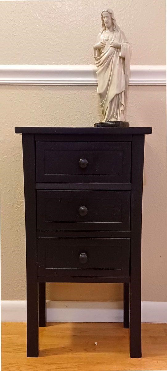 EBONY Finish WOOD 3-DRAWER NIGHTSTAND or END TABLE