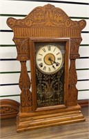 Antique 1900s Jewel No. 12 Oak Gingerbread Clock