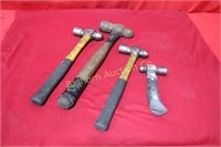 Ball Peen Hammers 4pc lot Various Sizes