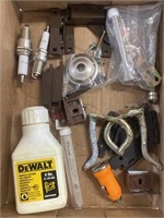 Tray Lot Containing Spark Plugs, Hardware and