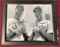 Ted Williams & Joe DiMaggio Signed and Framed 8x10