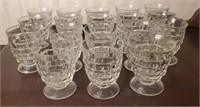 18 Vtg. Whitehall Clear Cubed Footed Glasses